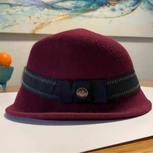 Goorin Bros 100% Wool Felt Cloche Cap Hat Red Maroon Heritage Size Small